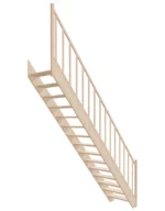 Schody drewniane proste ażurowe EAD 065R marki Sowosz. Do samodzielnego montażu. W zestawie z balustradą.