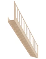 Schody drewniane proste zabudowane EGD 065R marki Sowosz. Do samodzielnego montażu. W zestawie z balustradą.