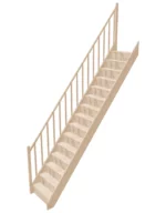 Schody drewniane proste zabudowane EGD 065R marki Sowosz. Do samodzielnego montażu. W zestawie z balustradą.