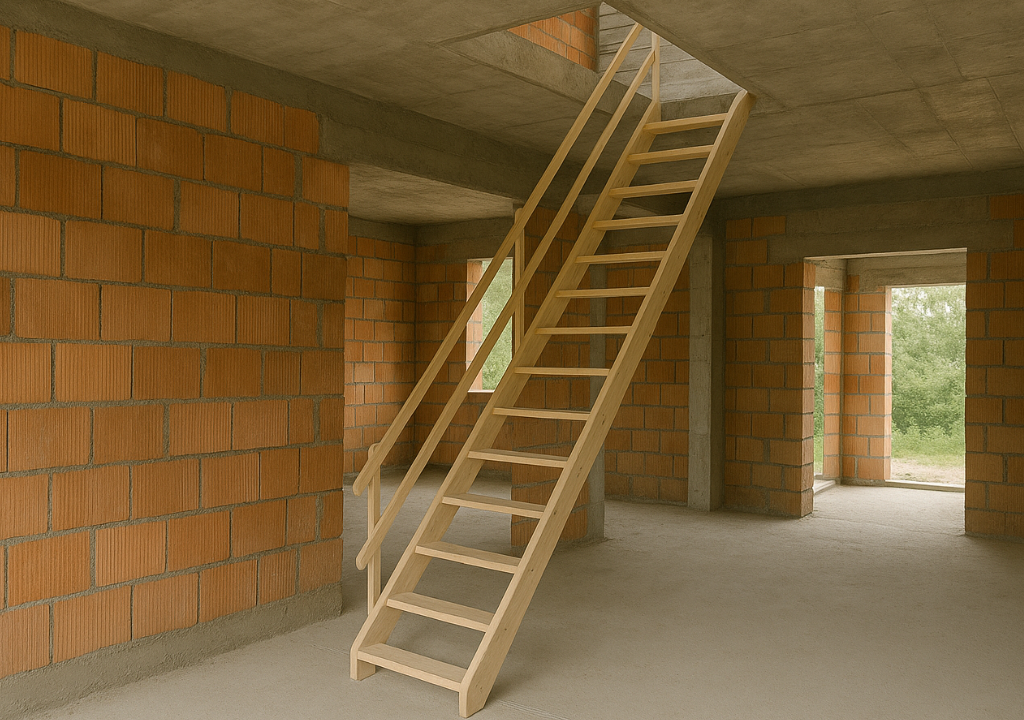 drewniane schody tymczasowe do domu